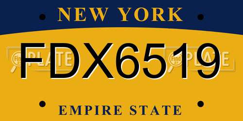 FDX6519 New York License Plate