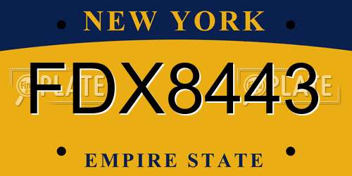 FDX8443 New York License Plate