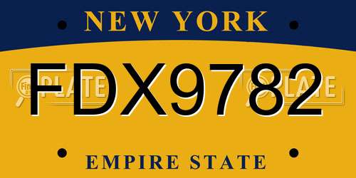 FDX9782 New York License Plate