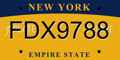 FDX9788 New York License Plate