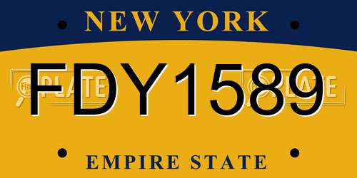FDY1589 New York License Plate