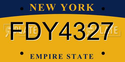 FDY4327 New York License Plate