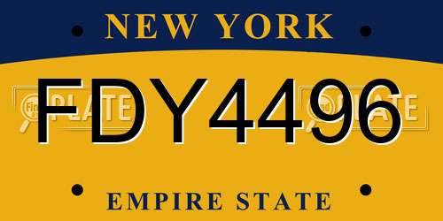 FDY4496 New York License Plate