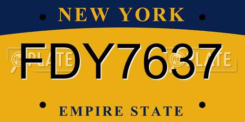 FDY7637 New York License Plate