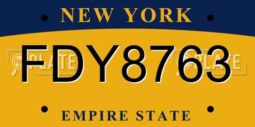 FDY8763 New York License Plate