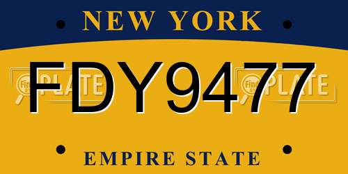 FDY9477 New York License Plate