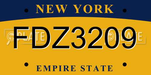 FDZ3209 New York License Plate