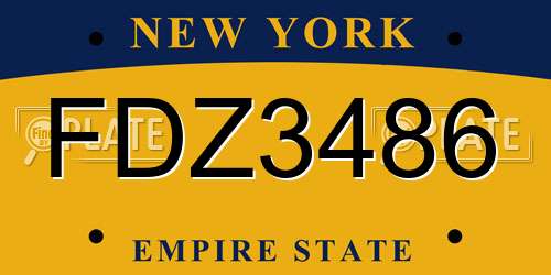 FDZ3486 New York License Plate