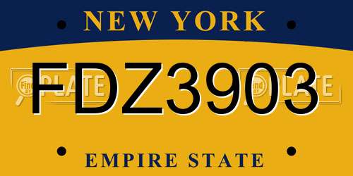 FDZ3903 New York License Plate