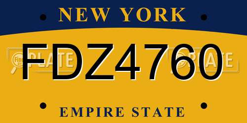 FDZ4760 New York License Plate