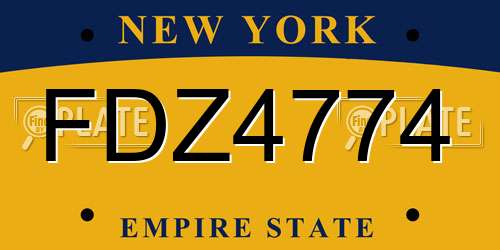 FDZ4774 New York License Plate