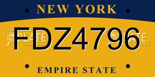 FDZ4796 New York License Plate
