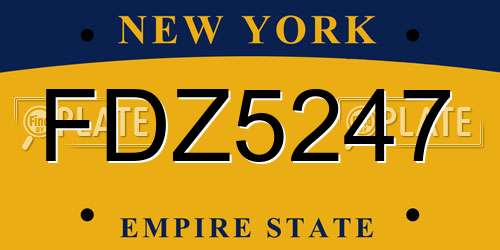 FDZ5247 New York License Plate