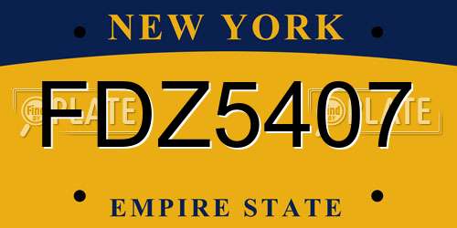 FDZ5407 New York License Plate