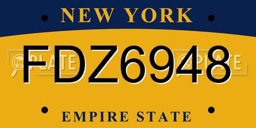 FDZ6948 New York License Plate