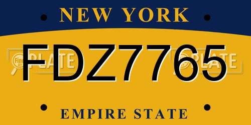 FDZ7765 New York License Plate