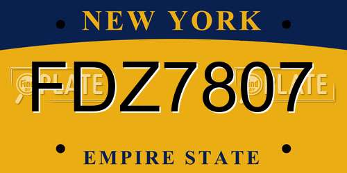 FDZ7807 New York License Plate