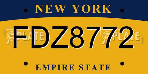 FDZ8772 New York License Plate