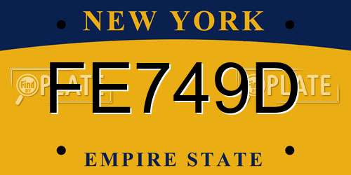 FE749D New York License Plate
