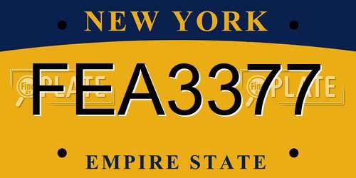 FEA3377 New York License Plate