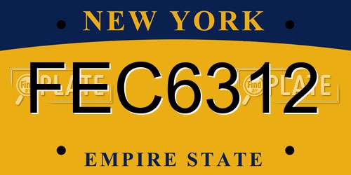 FEC6312 New York License Plate