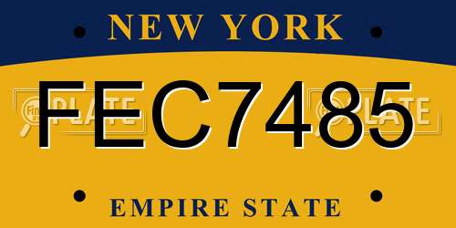FEC7485 New York License Plate