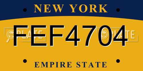FEF4704 New York License Plate