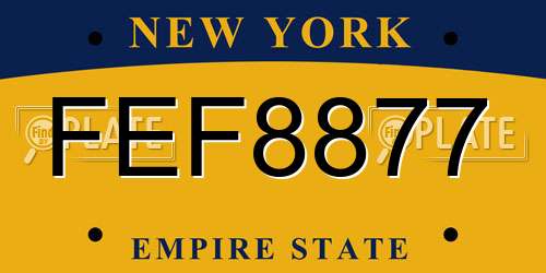FEF8877 New York License Plate