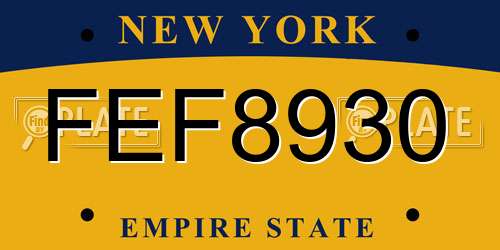 FEF8930 New York License Plate