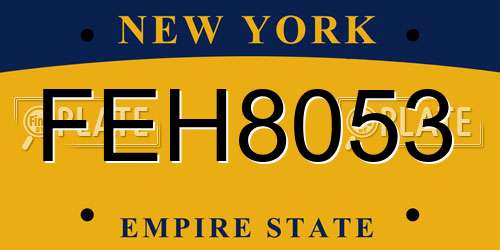 FEH8053 New York License Plate