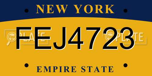 FEJ4723 New York License Plate