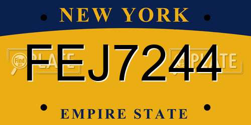 FEJ7244 New York License Plate