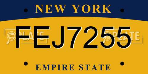 FEJ7255 New York License Plate
