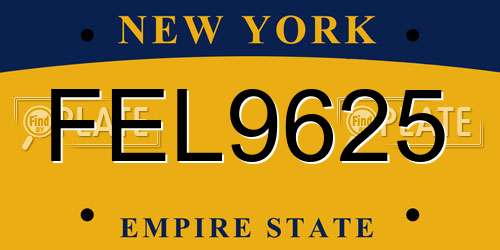 FEL9625 New York License Plate