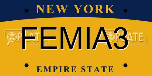 FEMIA3 New York License Plate