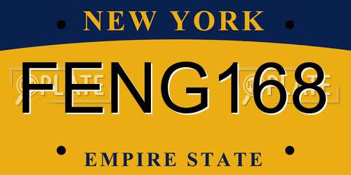FENG168 New York License Plate