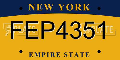 FEP4351 New York License Plate