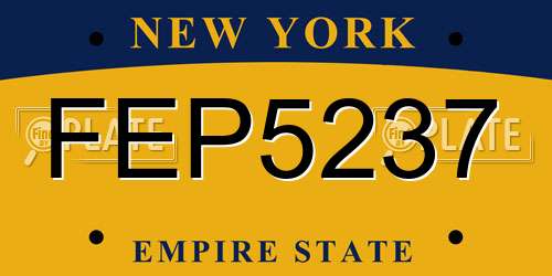 FEP5237 New York License Plate