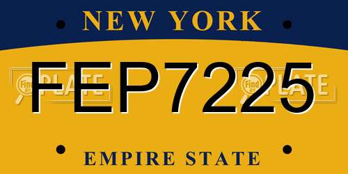 FEP7225 New York License Plate