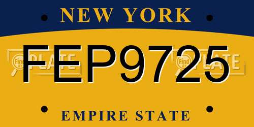 FEP9725 New York License Plate