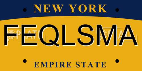 FEQLSMA New York License Plate
