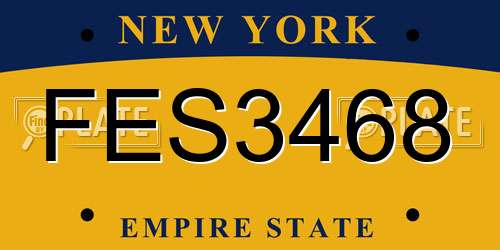 FES3468 New York License Plate