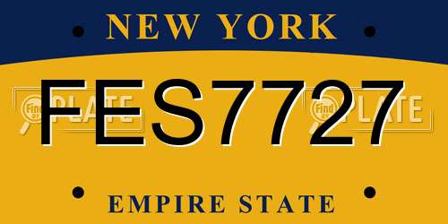 FES7727 New York License Plate