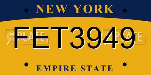FET3949 New York License Plate