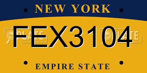 FEX3104 New York License Plate