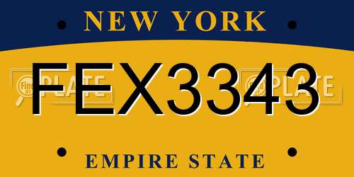 FEX3343 New York License Plate