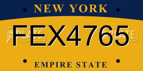 FEX4765 New York License Plate