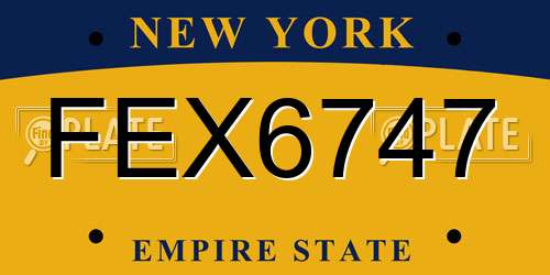 FEX6747 New York License Plate