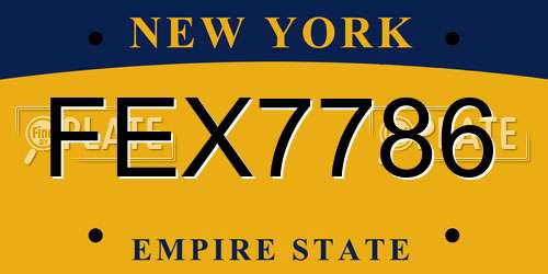 FEX7786 New York License Plate