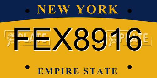 FEX8916 New York License Plate